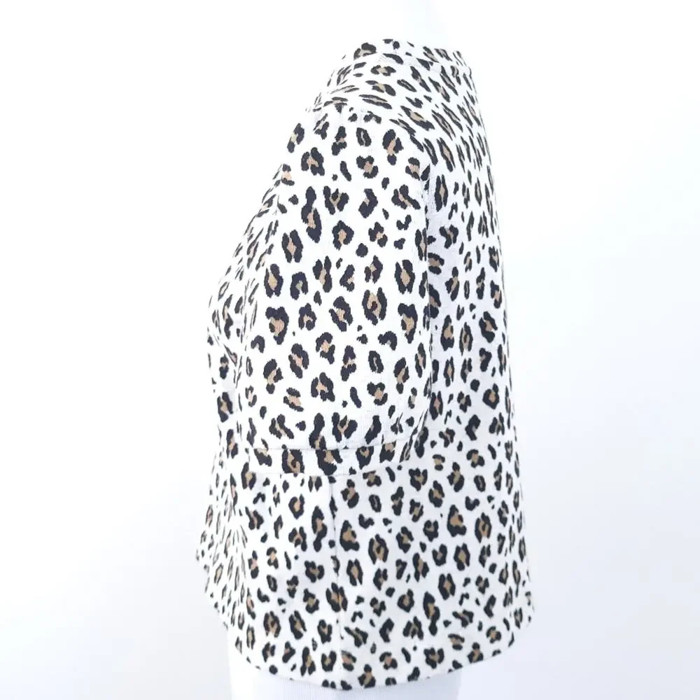 Loft Leopard Print Puff Sleeve Top Size MP Medium Petite Print Top Animal Print